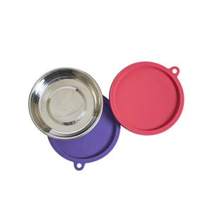 4pc Stainless Bowl and Silicone Cover Set for Cats